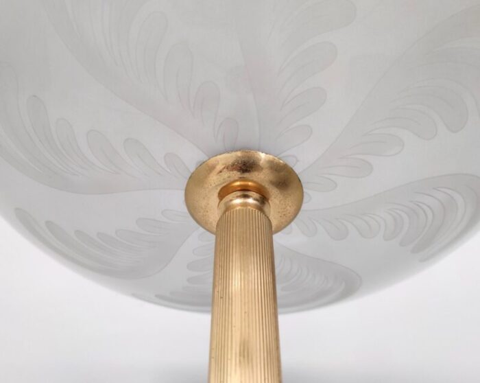 vintage brass and etched glass floor lamp by pietro chiesa in the style fontana arte 1960s 0504