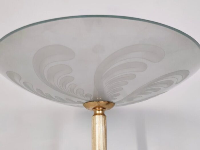 vintage brass and etched glass floor lamp by pietro chiesa in the style fontana arte 1960s 3654