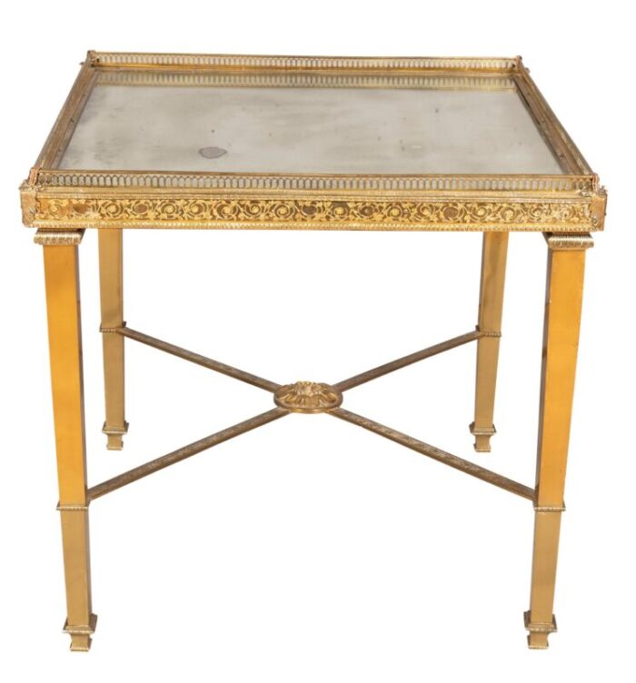 vintage brass and mirrored end table 0997