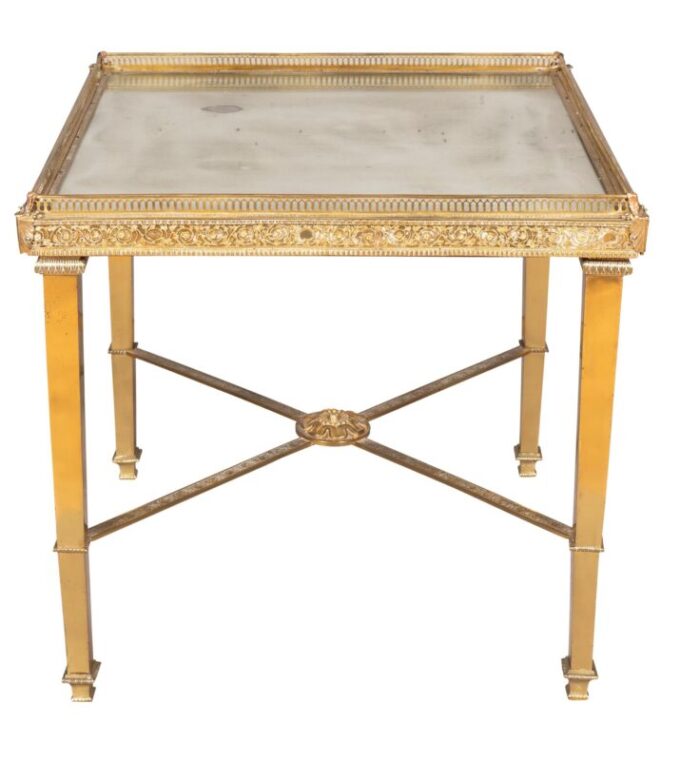 vintage brass and mirrored end table 2735