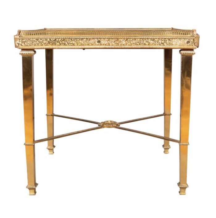 vintage brass and mirrored end table 2758