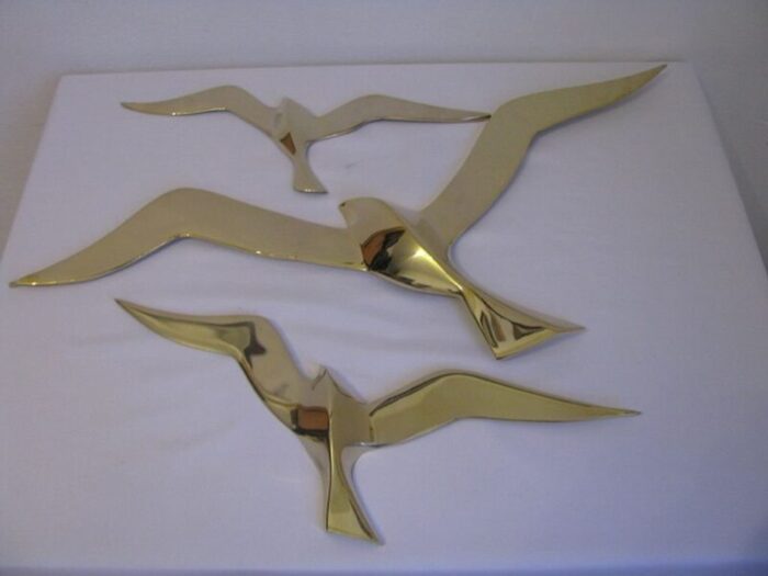 vintage brass bird wall decorations set of 3 13