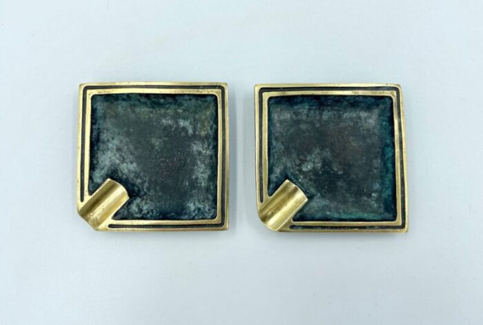 vintage brass card ashtrays from herta baller 1960s set of 2 6