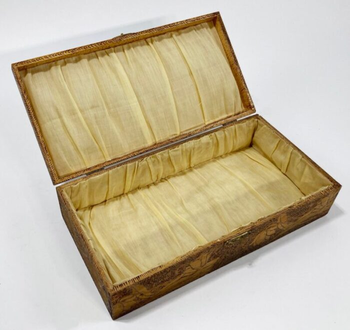 vintage carved wood glove box 1786