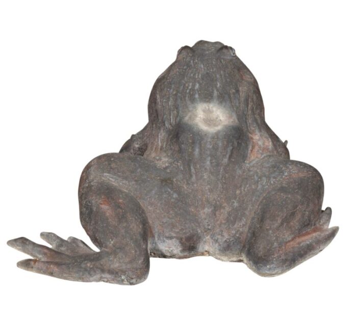 vintage cast bronze garden frog 8793