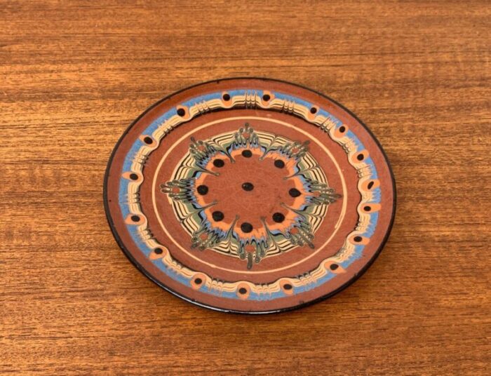 vintage ceramic handpainted wall plate 1970s 1