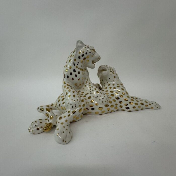 vintage ceramic leopard by ronzan italy 1970s 3