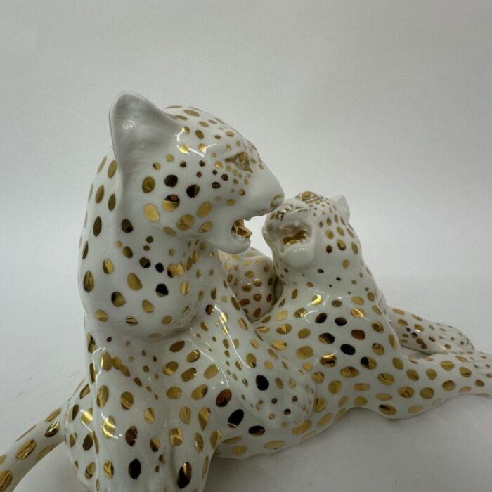 vintage ceramic leopard by ronzan italy 1970s 5