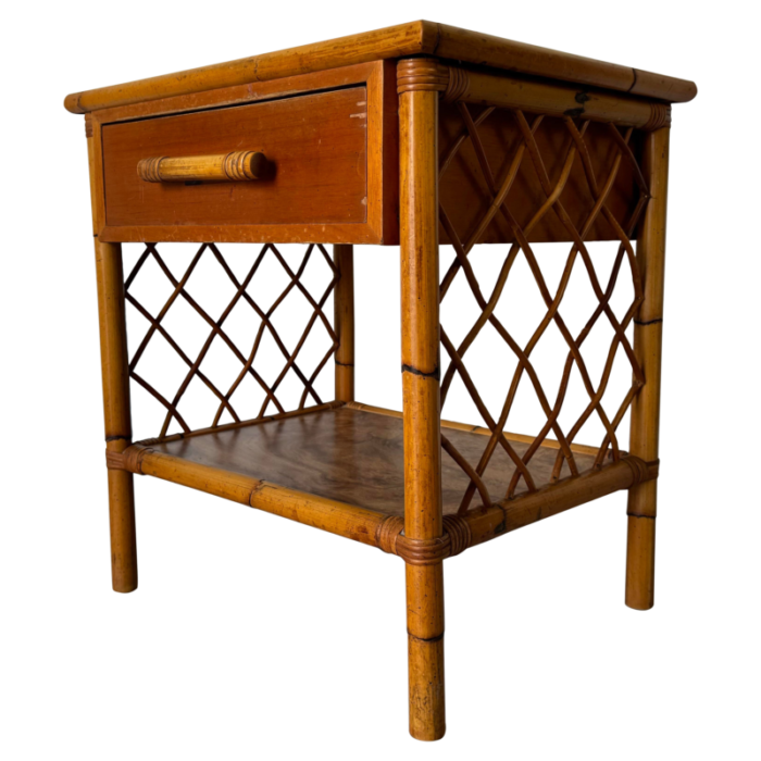 vintage chic coastal rattan nightstand 2584