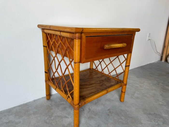 vintage chic coastal rattan nightstand 3086