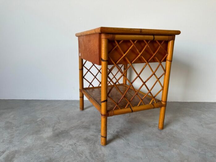 vintage chic coastal rattan nightstand 7468