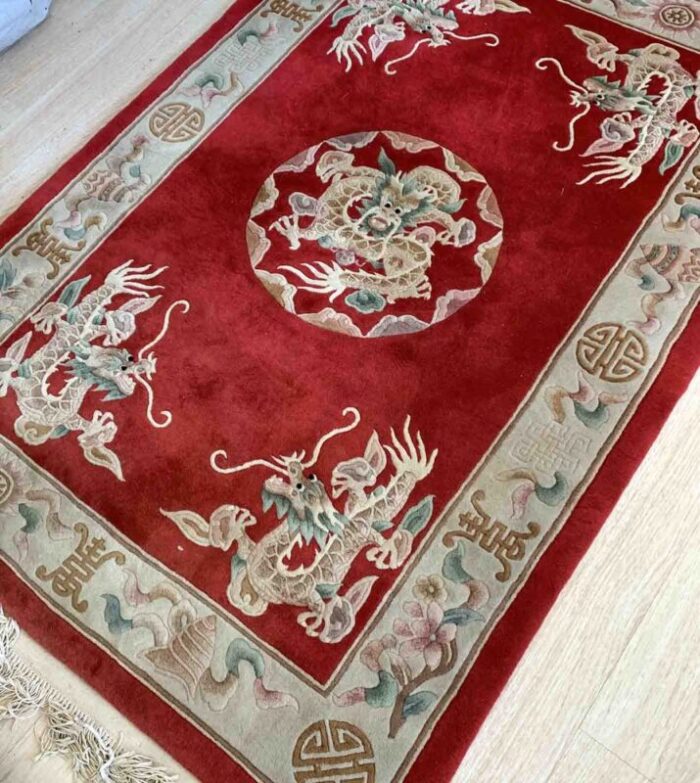 vintage chinese art deco rug 1960s 6