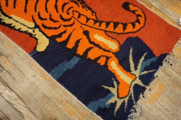 vintage chinese tibetan tiger carpet 1167