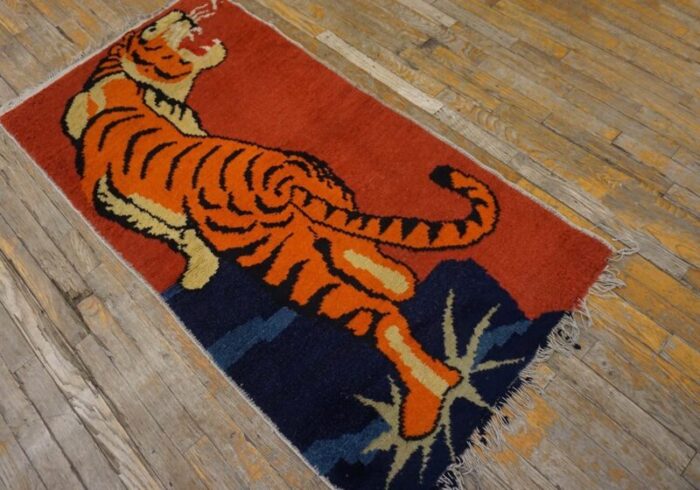 vintage chinese tibetan tiger carpet 1732