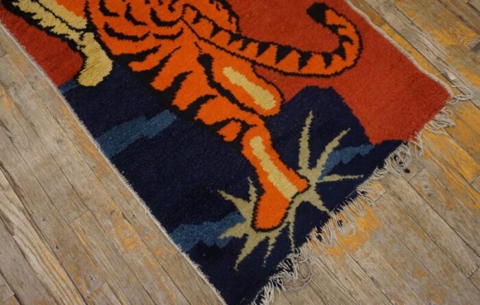 vintage chinese tibetan tiger carpet 3682