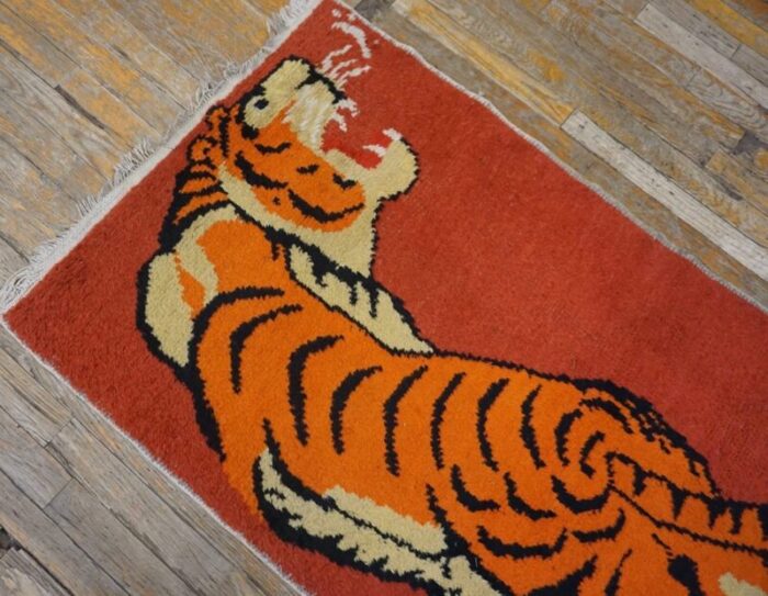 vintage chinese tibetan tiger carpet 4167