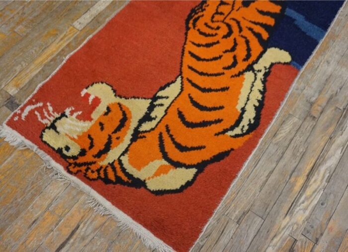 vintage chinese tibetan tiger carpet 4473