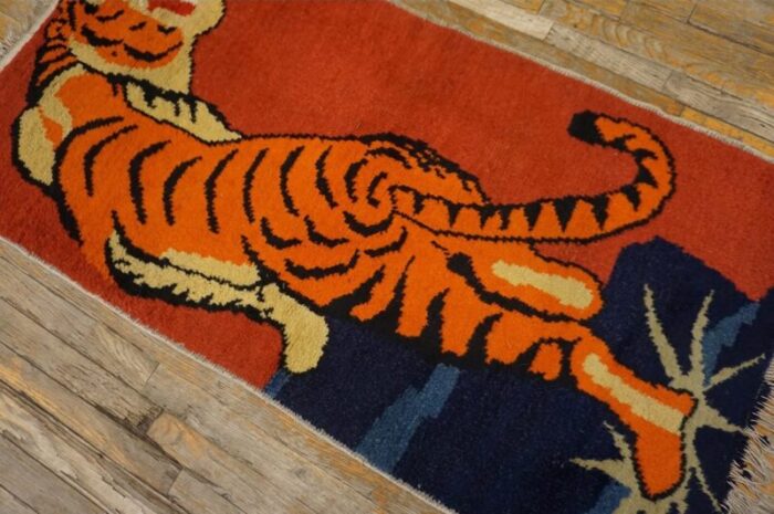 vintage chinese tibetan tiger carpet 6010