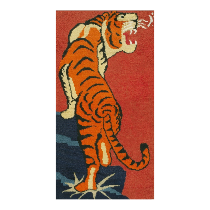 vintage chinese tibetan tiger carpet 6622