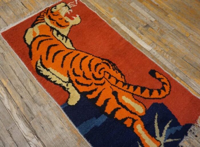 vintage chinese tibetan tiger carpet 7754