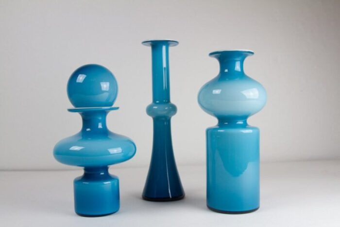 vintage danish carnaby vases by per luetken for holmegaard 1960s set of 3 1