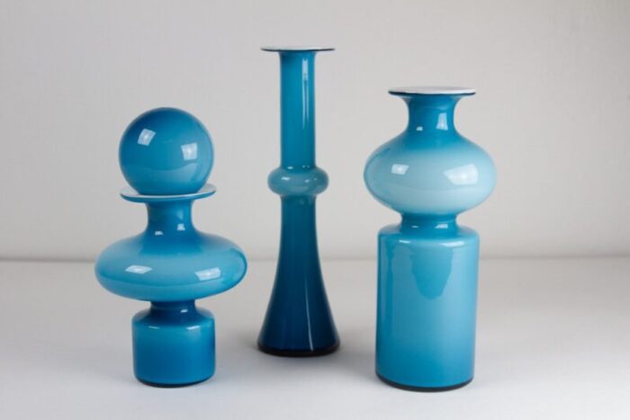 vintage danish carnaby vases by per luetken for holmegaard 1960s set of 3 3