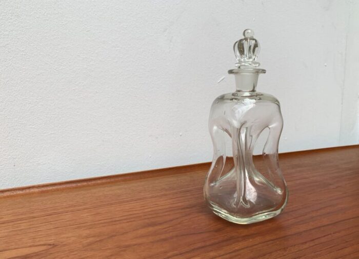 vintage danish glass kluk kluk bottle with crown glass stopper from holmegaard 1970s 1