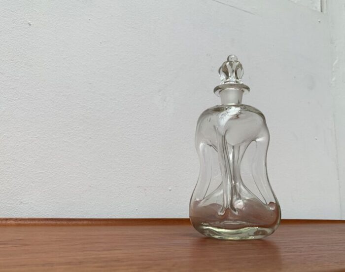 vintage danish glass kluk kluk bottle with crown glass stopper from holmegaard 1970s 9