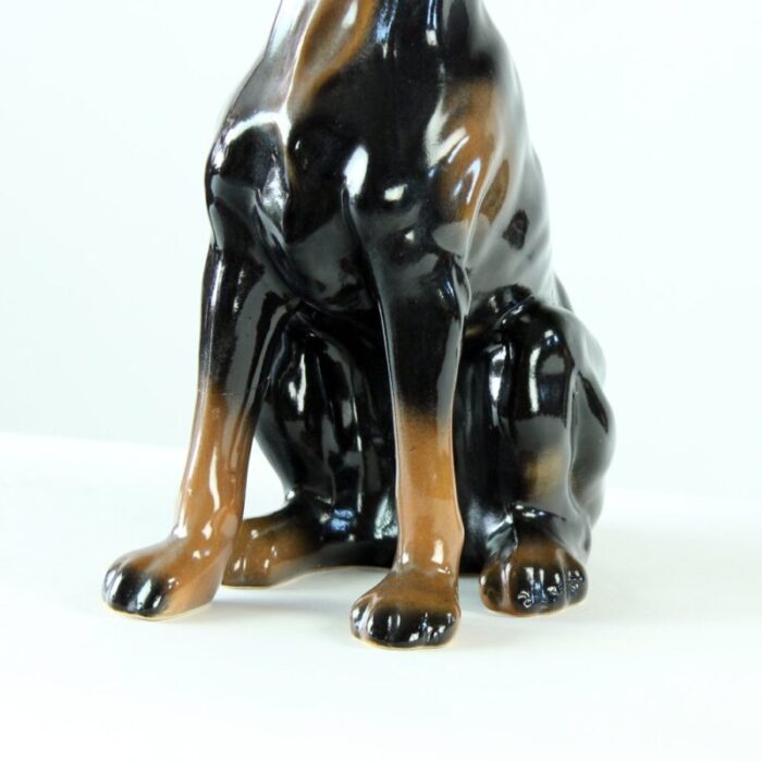 vintage doberman pitcher statue in porcelain from jikohera czechoslovakia 1960s 3