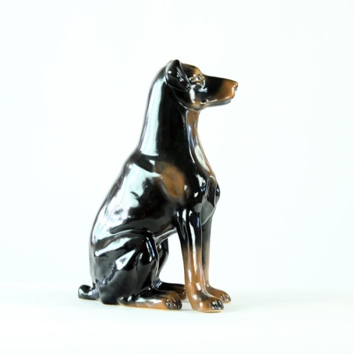 vintage doberman pitcher statue in porcelain from jikohera czechoslovakia 1960s 5