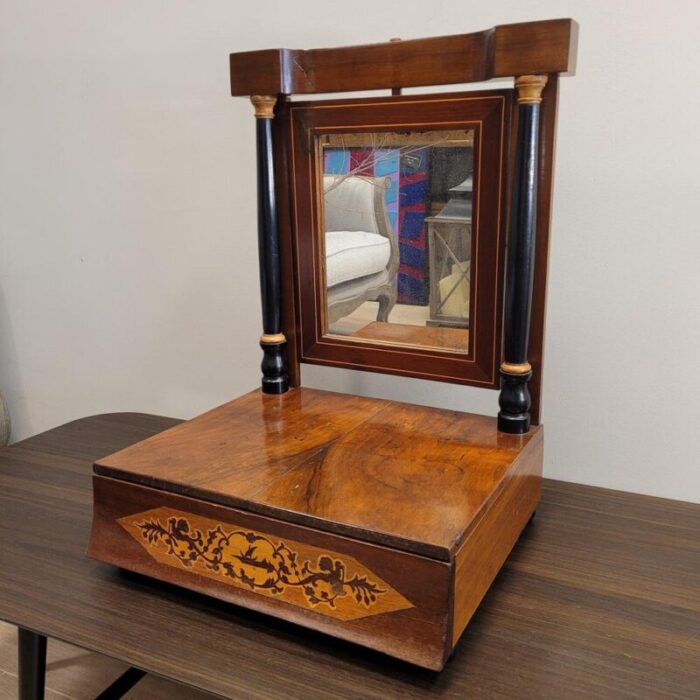 vintage dressing table in wood and inlay 3734