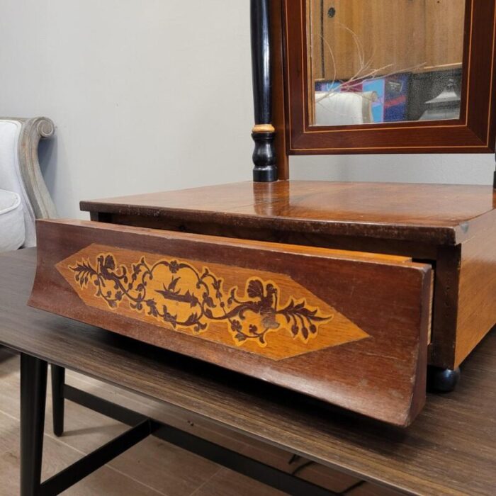 vintage dressing table in wood and inlay 4078