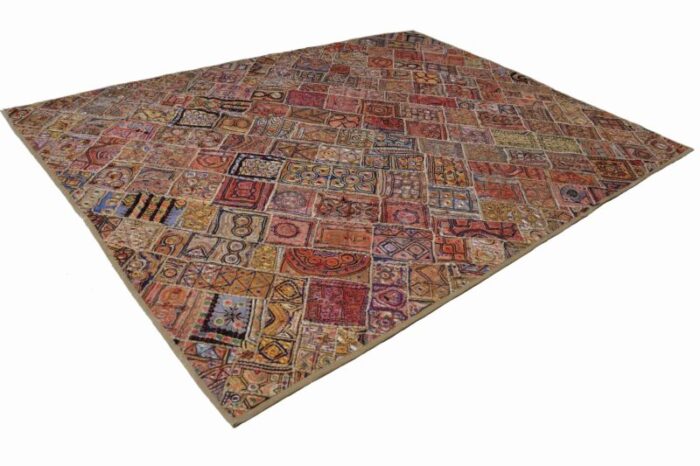 vintage embroidered wall hung patchwork tapestry 1950s 3