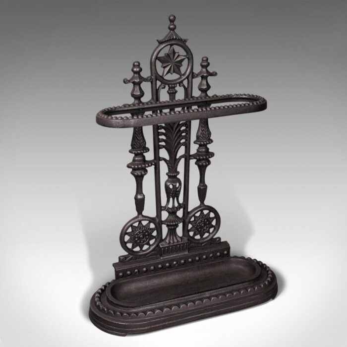 vintage english decorative stick stand in iron 1940s 1