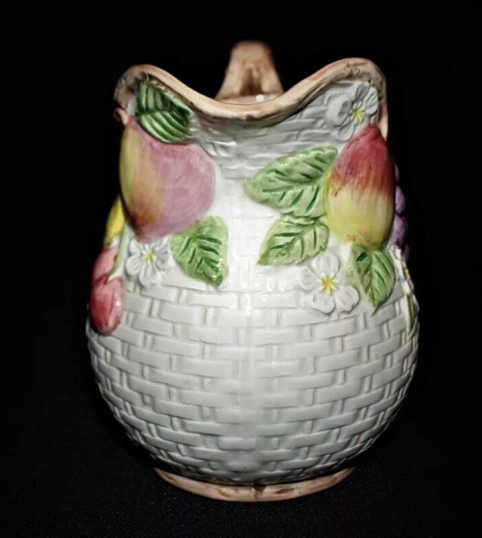 vintage fitz and floyd fruit fair basketweave pitcher 5201