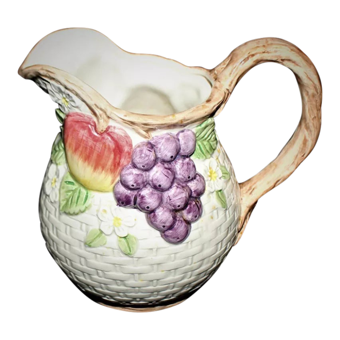 vintage fitz and floyd fruit fair basketweave pitcher 6418