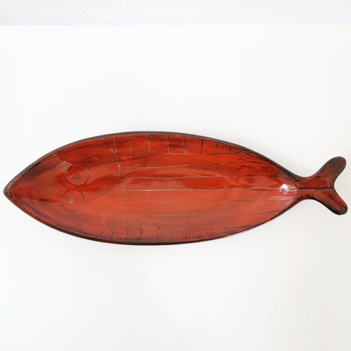 vintage french fish shaped dish in ceramic 1950s 9