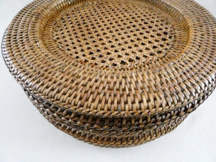 vintage french rattan plates 1970s set of 6 2