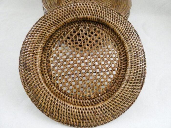 vintage french rattan plates 1970s set of 6 4