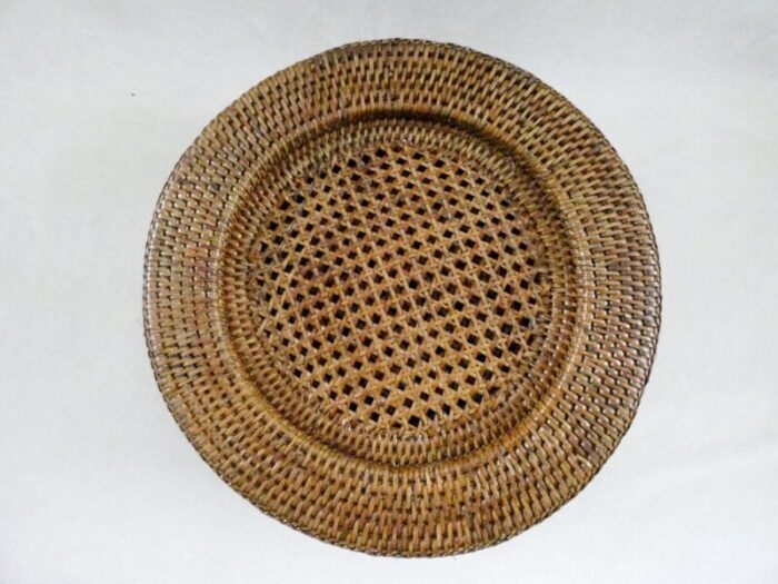 vintage french rattan plates 1970s set of 6 5