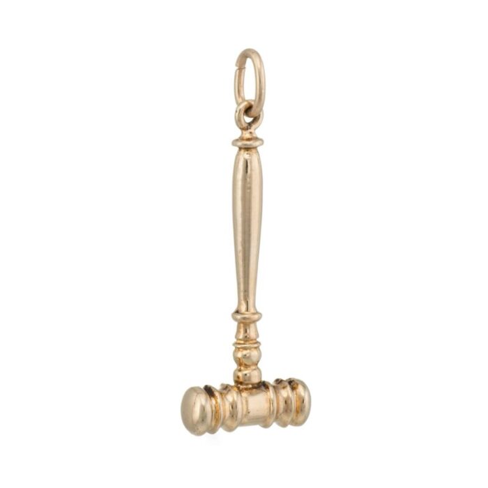 vintage gavel 14k yellow gold judges mallet charm pendant 2970