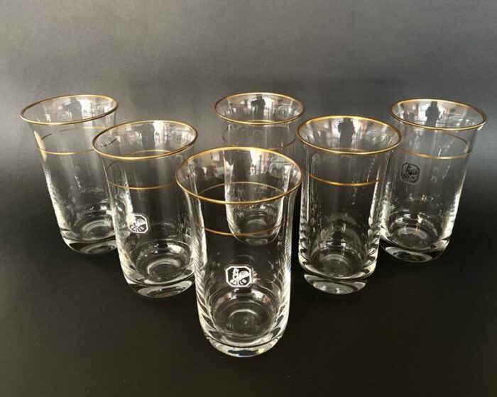 vintage german crystal water glasses from gallo 1970s set of 6 2