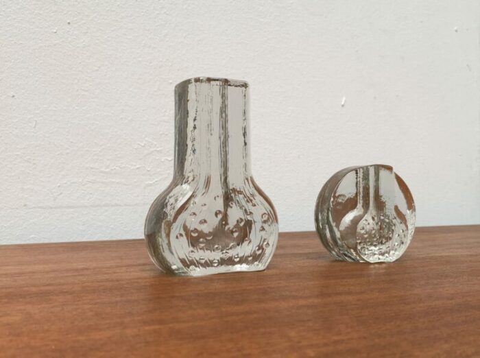 vintage german floral glass vase from georgshuette 1970s set of 2 1