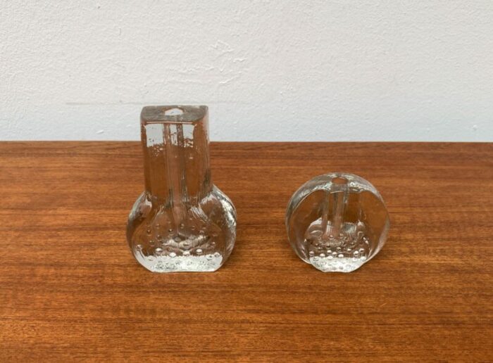 vintage german floral glass vase from georgshuette 1970s set of 2 10