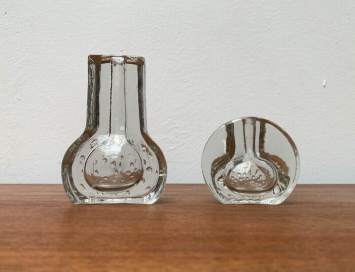 vintage german floral glass vase from georgshuette 1970s set of 2 13