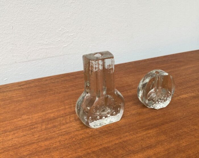 vintage german floral glass vase from georgshuette 1970s set of 2 19