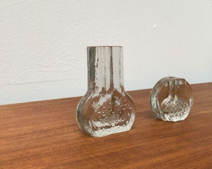 vintage german floral glass vase from georgshuette 1970s set of 2 29