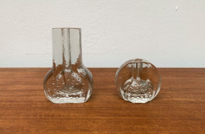 vintage german floral glass vase from georgshuette 1970s set of 2 8