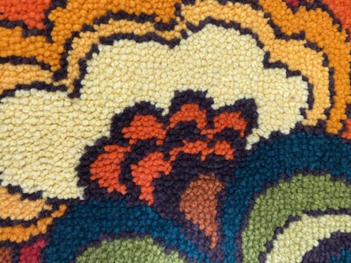 vintage german pop art rug with floral pattern 1970 6