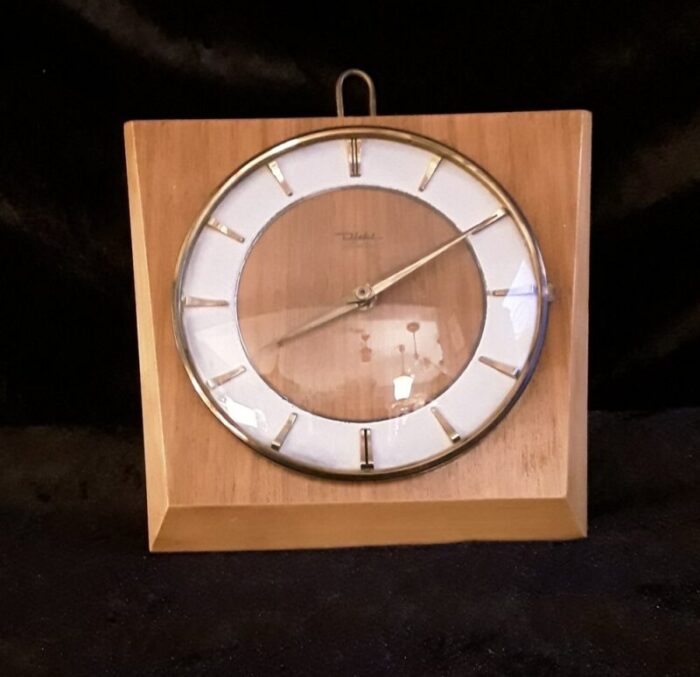 vintage german wall clock with a teak housing by diehl 1960s 1